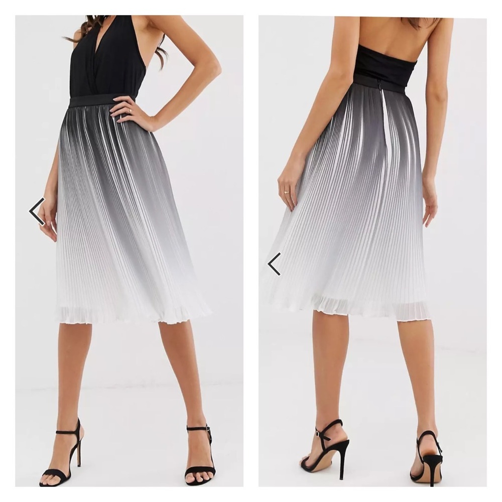 Asos Chi Chi London Ombré Pleated Midi Skirt 0-2 XS